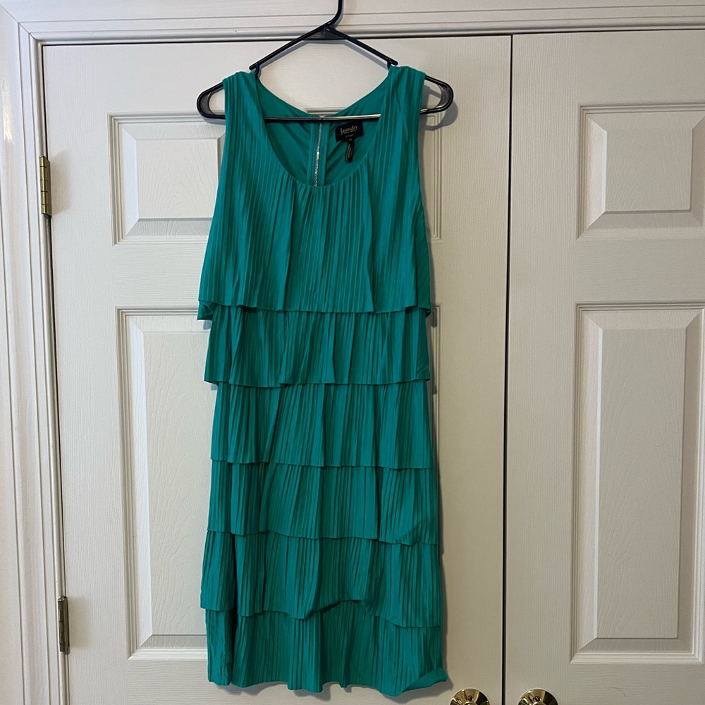 Laundry by Shelli Segal Teal Sleeveless Tiered Dress size 12
